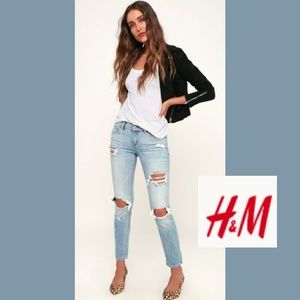 &Denim High Rise Distressed Skinny Jeans